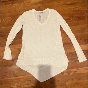 WILT White Slub V-Neck Asymmetrical Oversized Tunic XS EUC